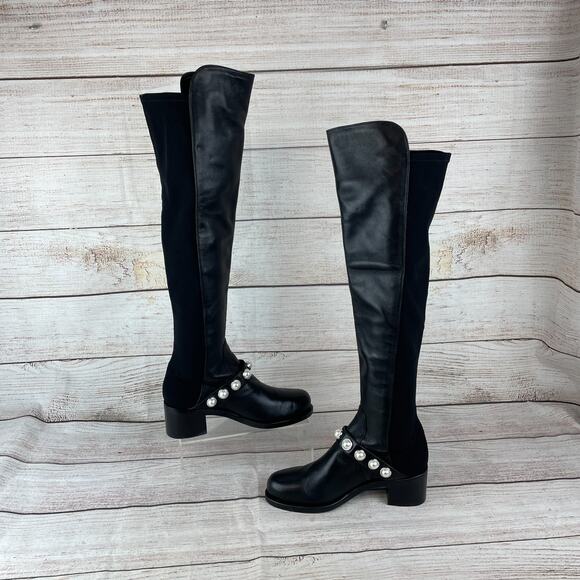 Stuart Weitzman Portia 5050 Womens Sz 5B Over The Knee Boots Black Pearl - Picture 2 of 9